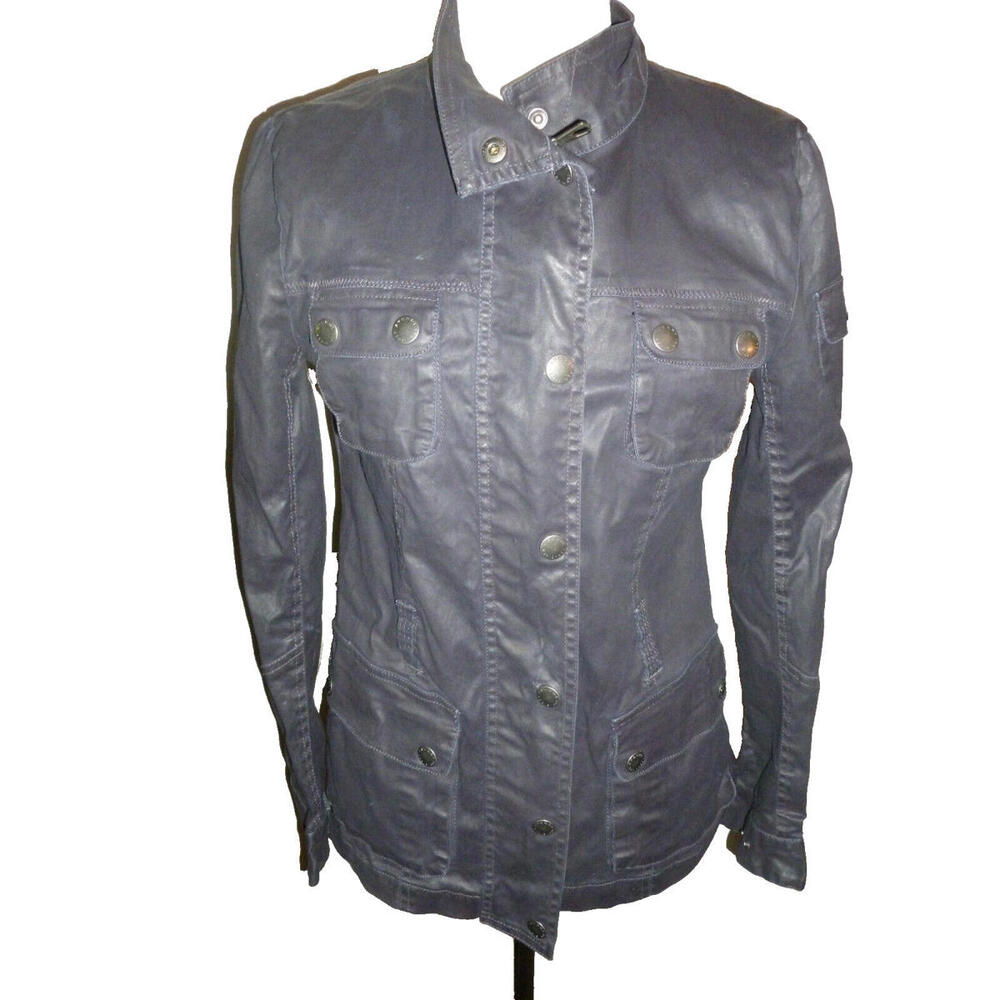 Sperry Top Sider Waxed Look rare Navy Coat Jacket Windbreaker Womensโ S Small